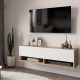 Тв шкаф 1731 за стена в бял цвят и дъб 100x31.5x29.5cm - ТВ Шкафове