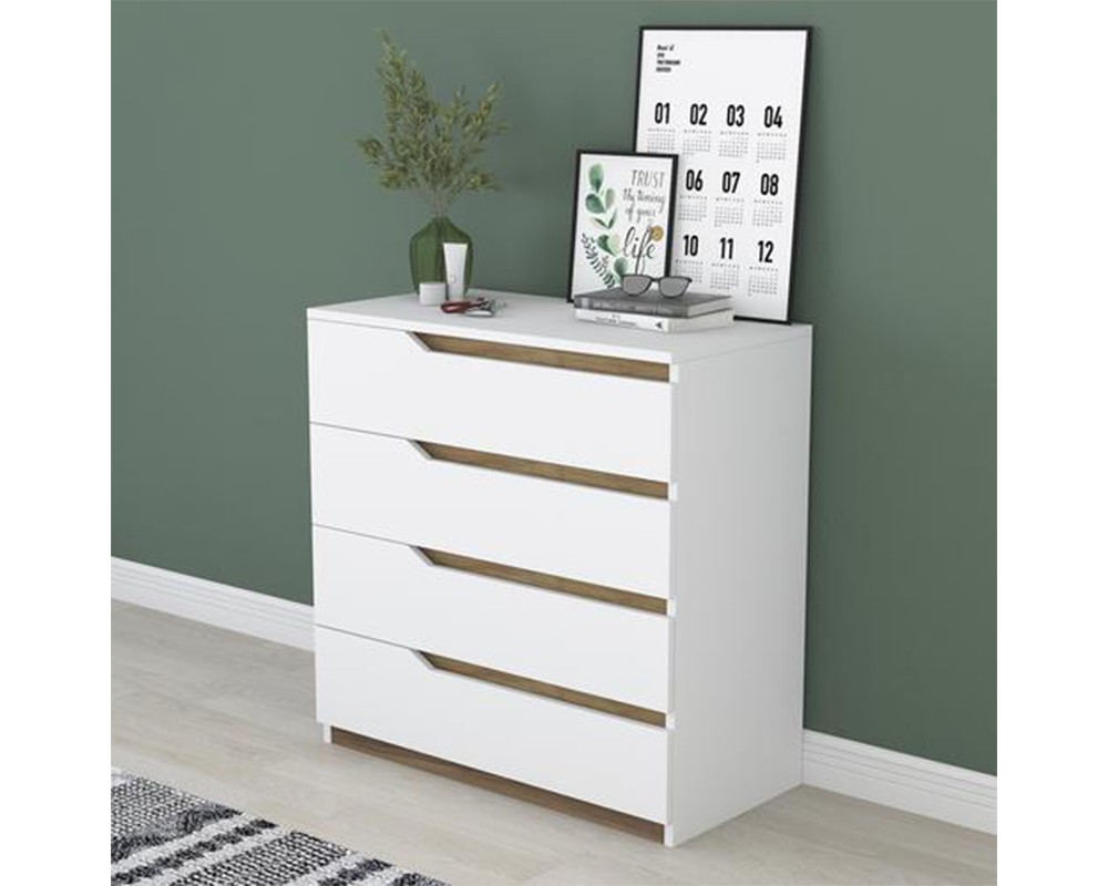 Chest of drawers Verena pakoworld white-walnut 80x47x92cm - Chest of drawers Verena pakoworld white-walnut 80x47x92cm -