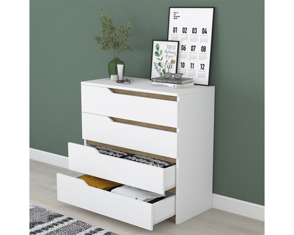 Chest of drawers Verena pakoworld white-walnut 80x47x92cm - Chest of drawers Verena pakoworld white-walnut 80x47x92cm -