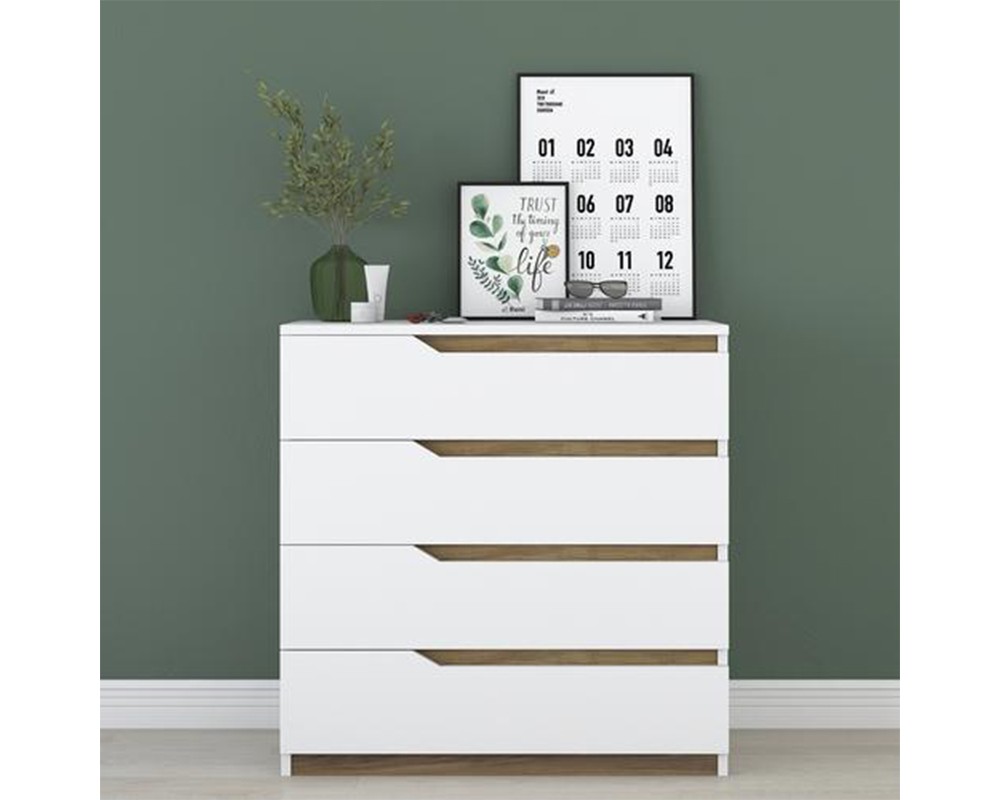 Chest of drawers Verena pakoworld white-walnut 80x47x92cm - Chest of drawers Verena pakoworld white-walnut 80x47x92cm -