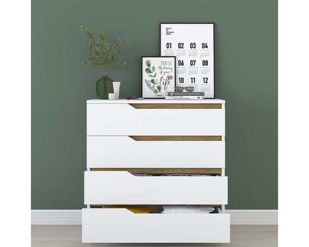 Chest of drawers Verena pakoworld white-walnut 80x47x92cm - Chest of drawers Verena pakoworld white-walnut 80x47x92cm -