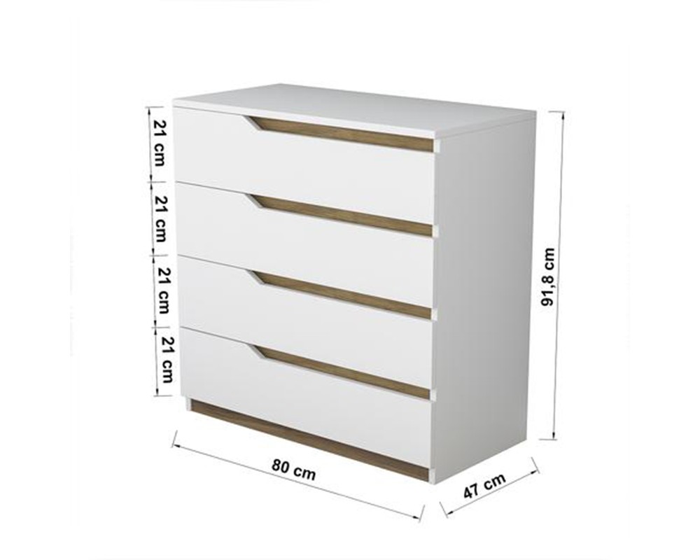 Chest of drawers Verena pakoworld white-walnut 80x47x92cm - Chest of drawers Verena pakoworld white-walnut 80x47x92cm -