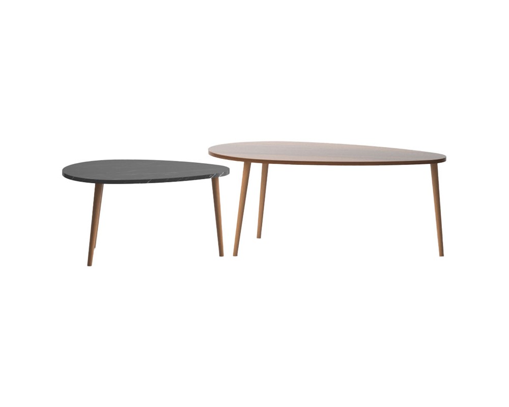 Coffee table Monty pakoworld walnut-black marble 116x46x46cm - Coffee table Monty pakoworld walnut-black marble 116x46x46cm -