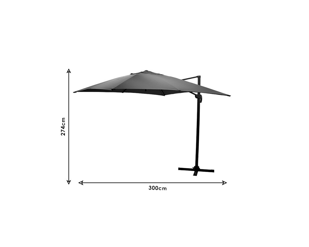 Garden hanging umbrella Raffaella pakoworld aluminum D3m anthracite - Garden hanging umbrella Raffaella pakoworld aluminum D3m anthracite -