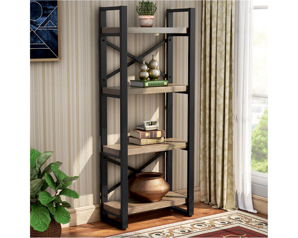 Bookcase Crimson pakoworld walnut-black 50x22x150cm -