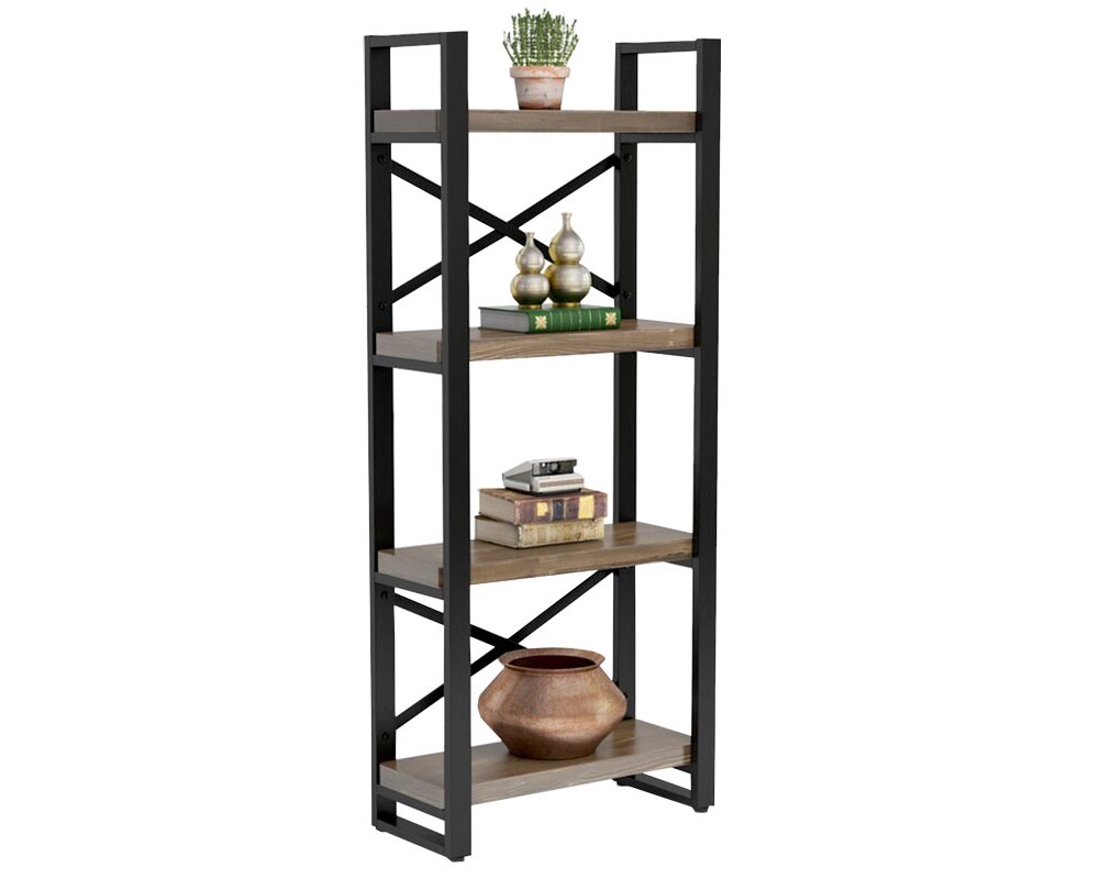 Bookcase Crimson pakoworld walnut-black 50x22x150cm -