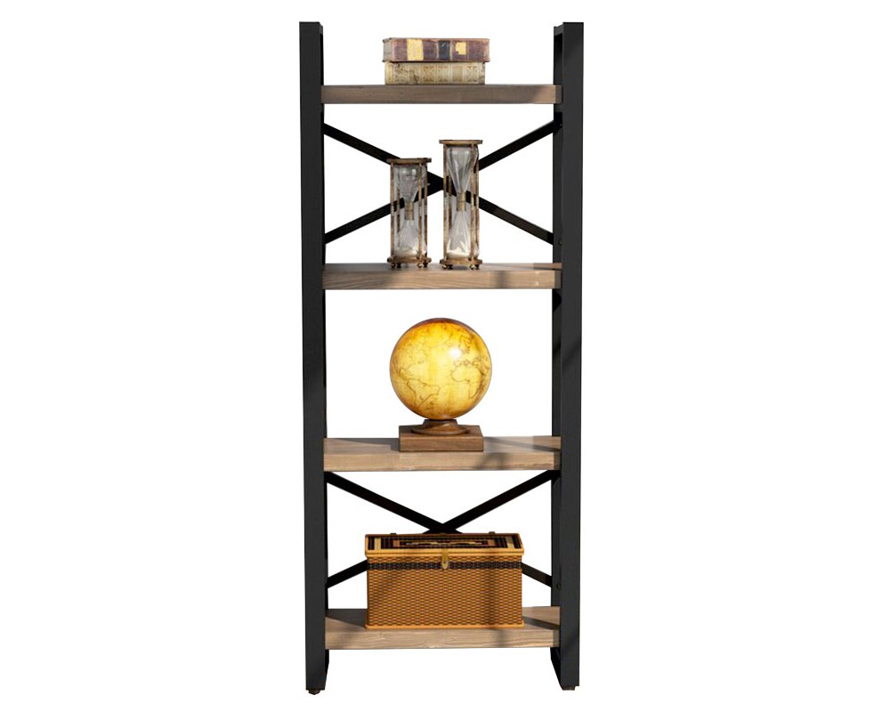 Bookcase Crimson pakoworld walnut-black 50x22x150cm -