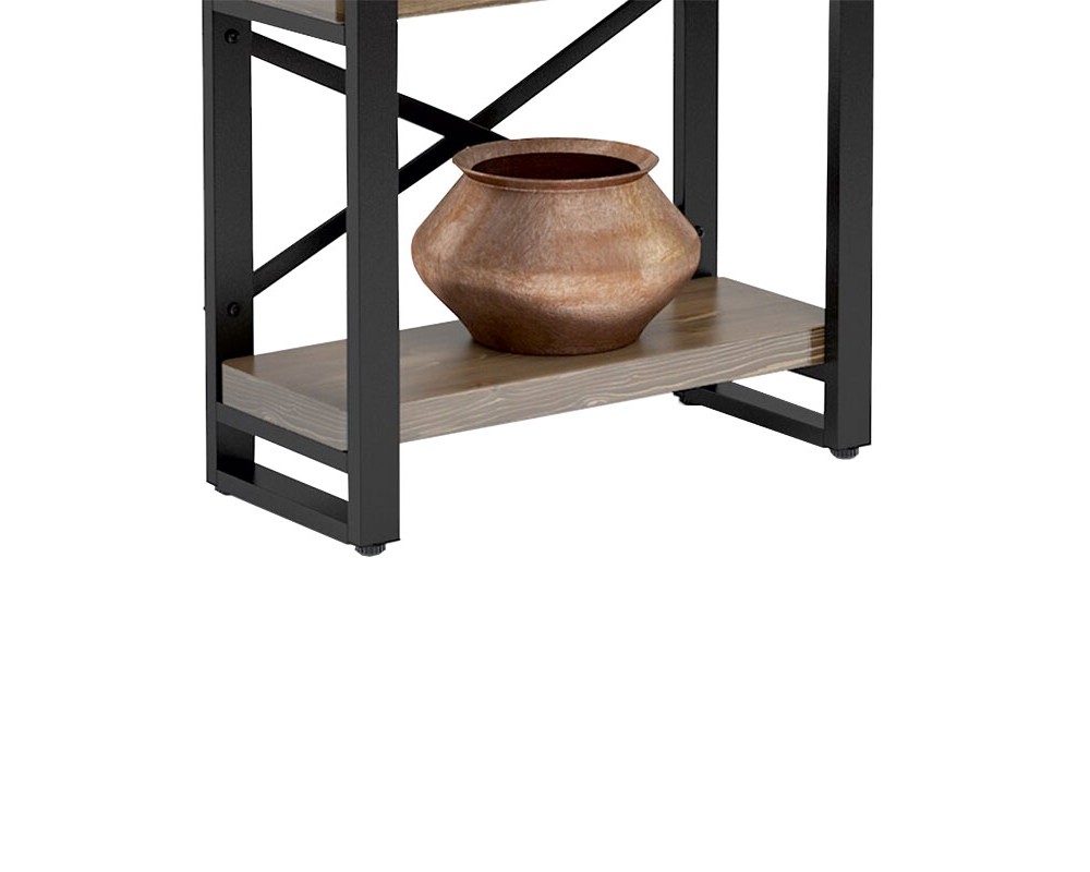Bookcase Crimson pakoworld walnut-black 50x22x150cm -