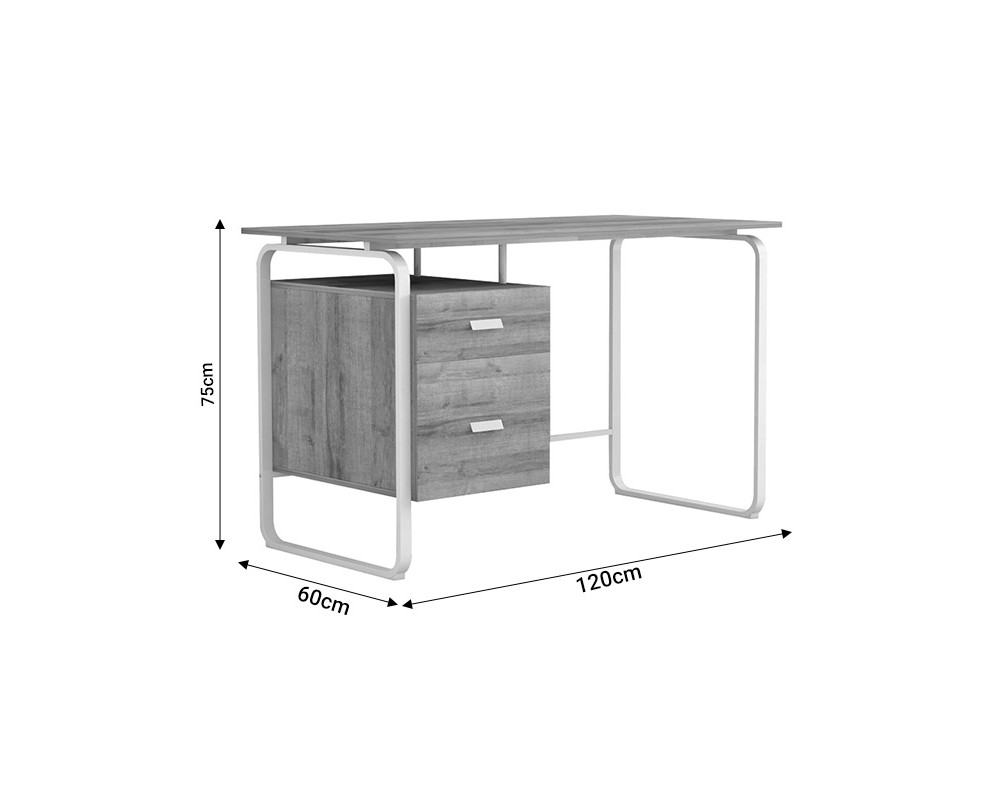 Работно бюро Clarity с чекмеджета дъб и бяло 120x60x75см - Офис бюра