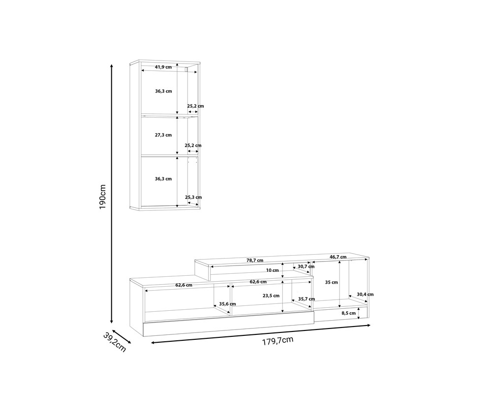 Тв комплект 3112 от ПДЧ 180x39x190cm - ТВ Шкафове
